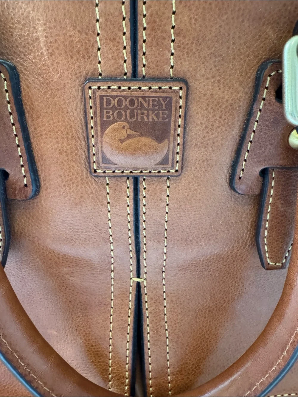 Dooney & Bourke Florentine Leather Front Pocket Satchel Chestnut Brown Crossbody